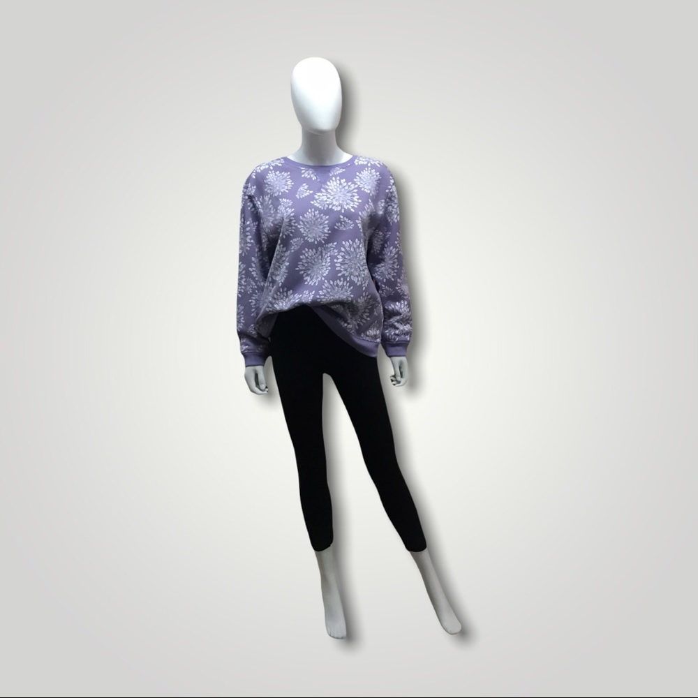 Karen Scott Sport Petites Fleece Crew Soft Lilac Heat, PXL